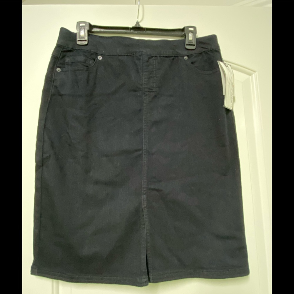 Women with Control black indigo denim pencil skirt